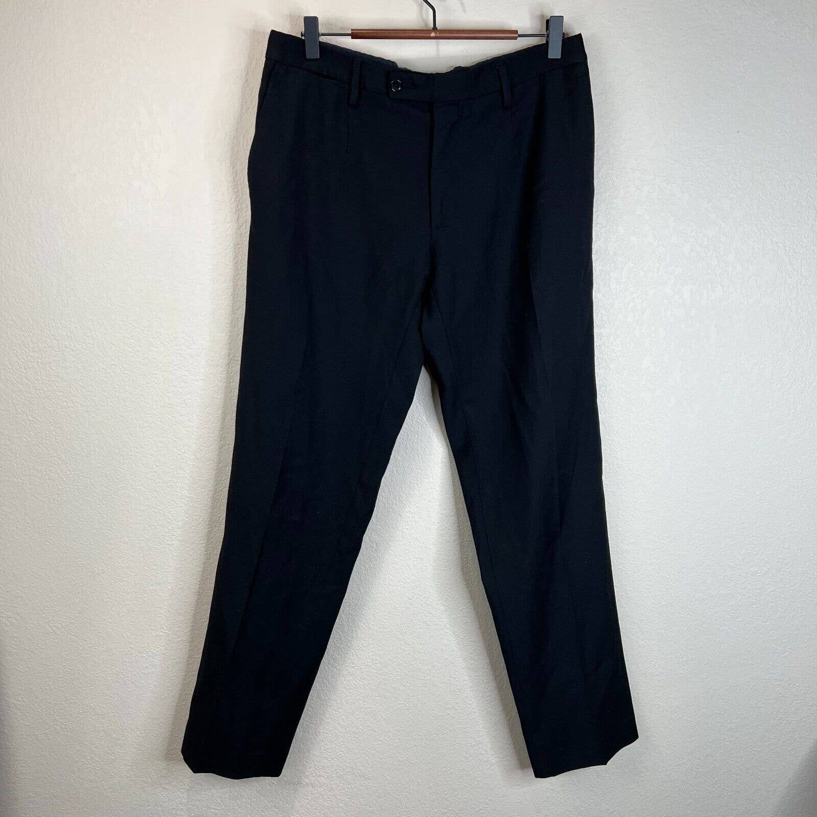Dolce & Gabbana Mens Black Straight Leg Chino Pants 52 Mid-Rise Relaxed Fit